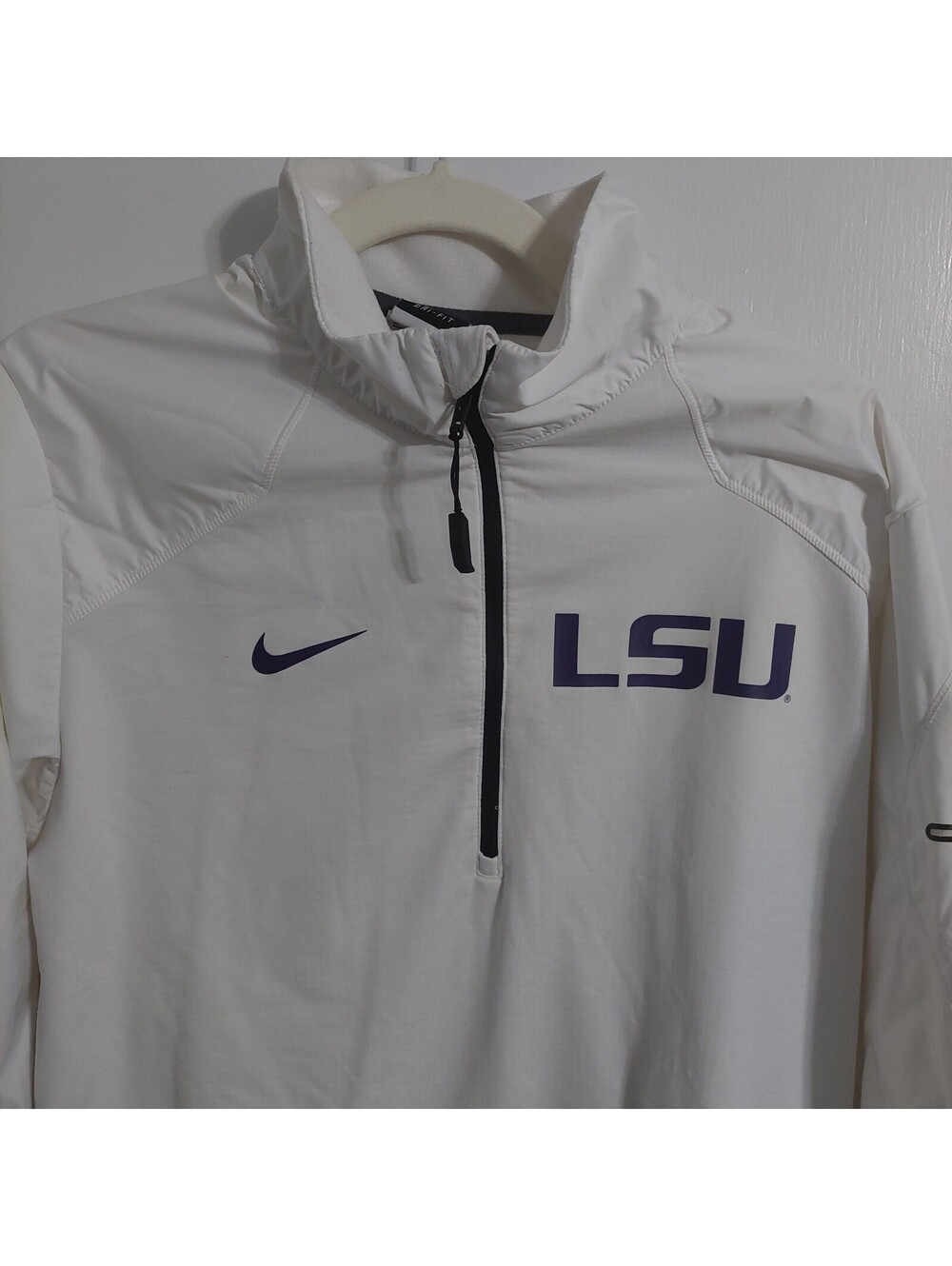 Nike LSU Tigers White Dri-FIT 1/4 Zip Pullover Size M